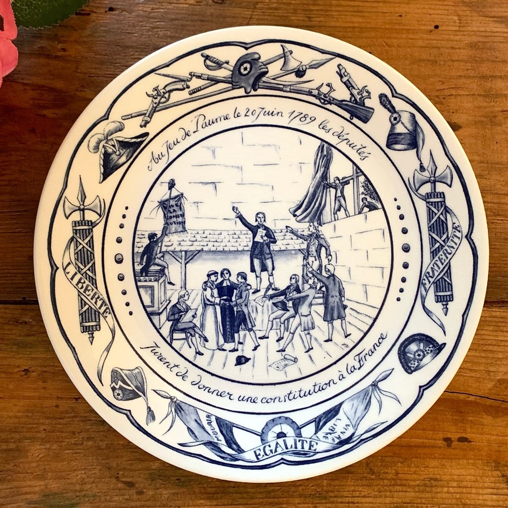 Vintage French Revolution Blue & White Porcelain Collector Plate France